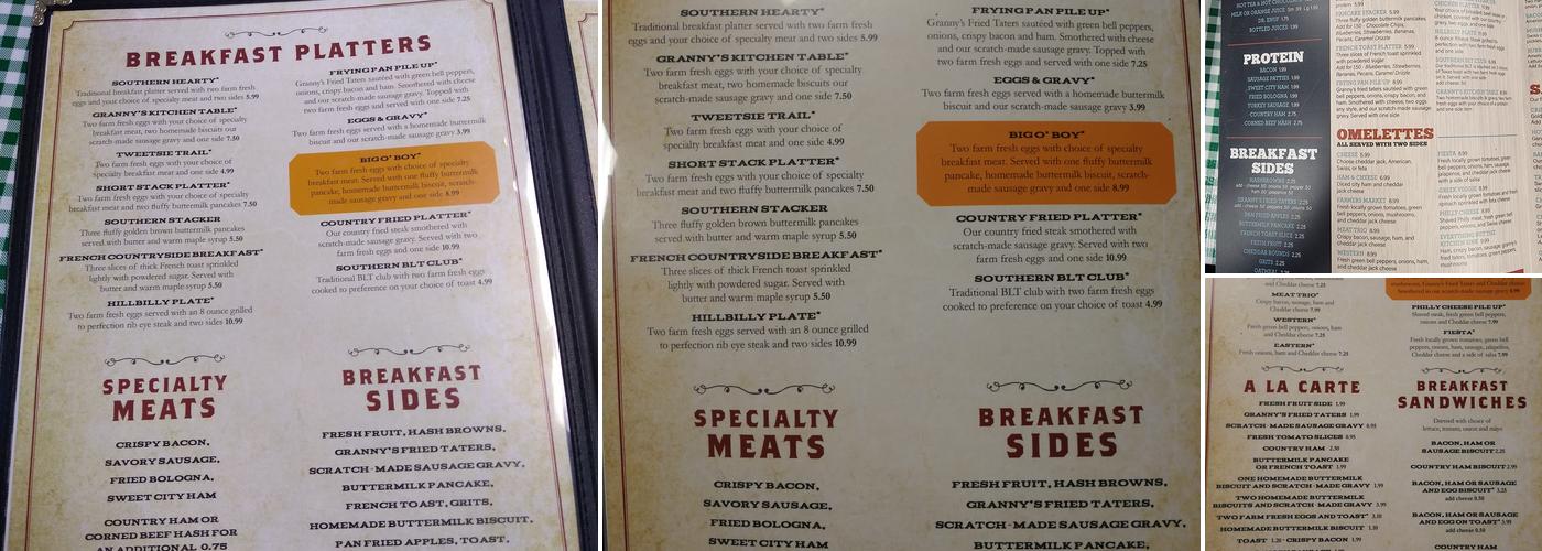 The Southern Restaurant Menu