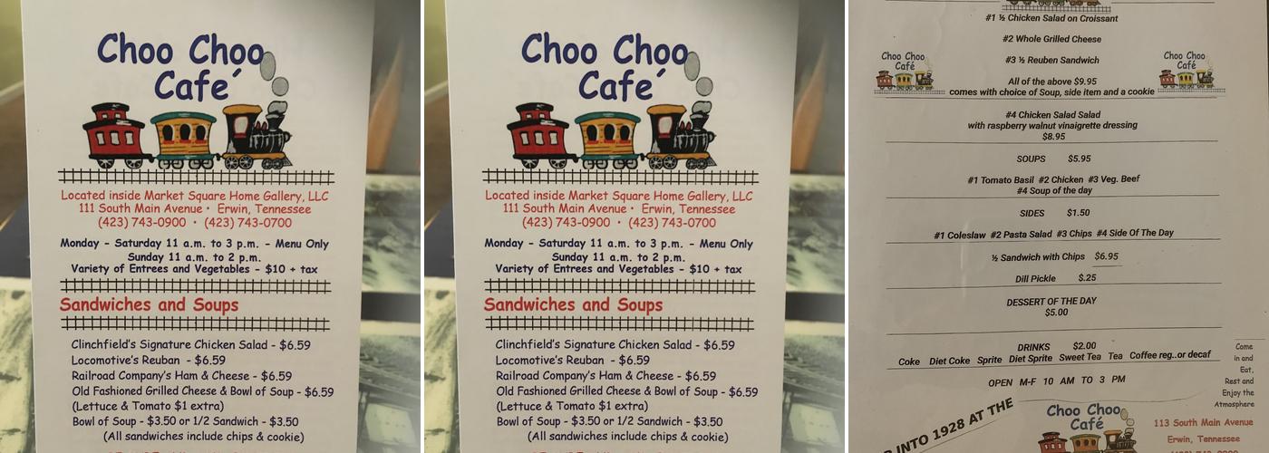 Choo Choo Cafe Menu