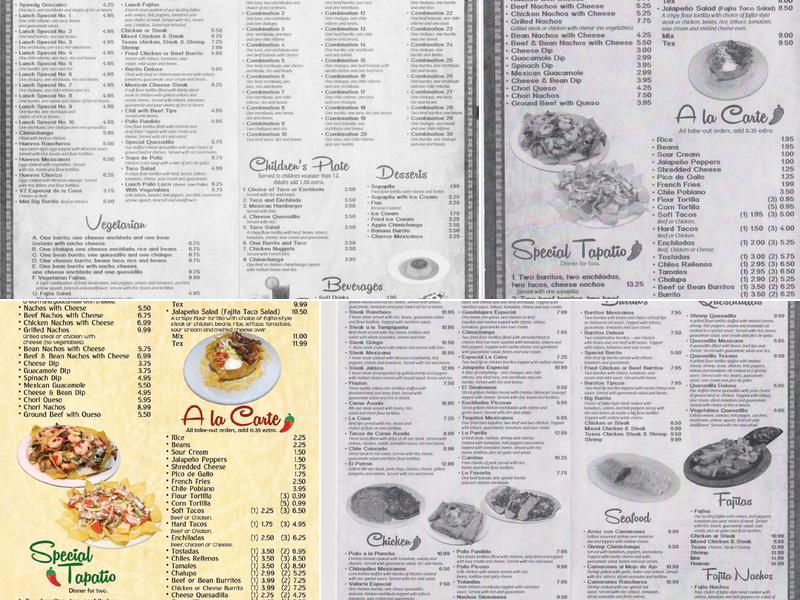 Jalapeño's Mexican Restaurant Menu