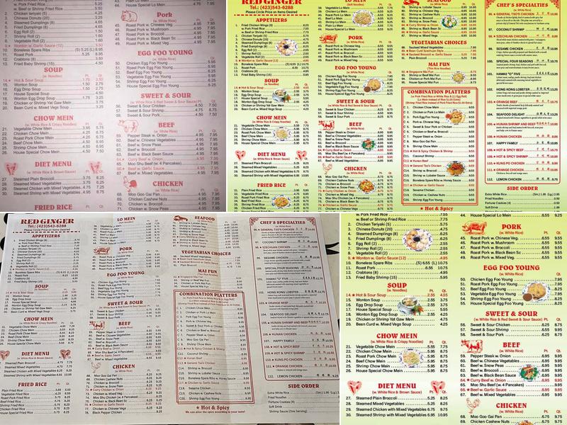 Red Ginger Buffet Menu