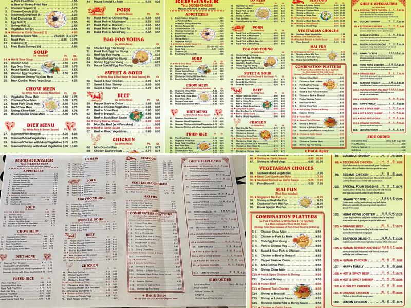 Red Ginger Buffet Menu