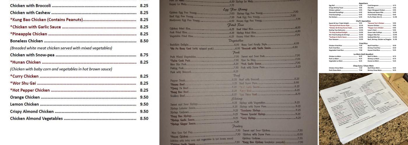 Hunan Chinese Restaurant Menu