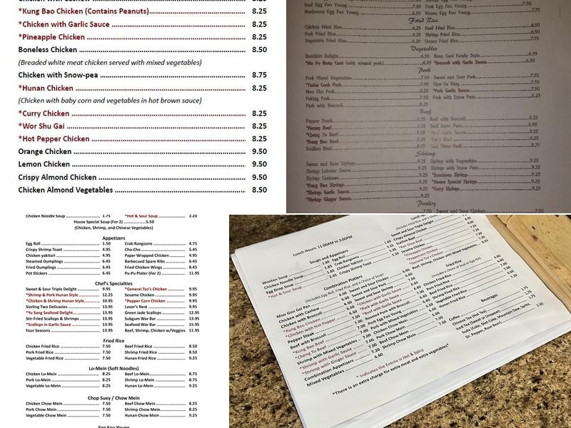 Hunan Chinese Restaurant Menu