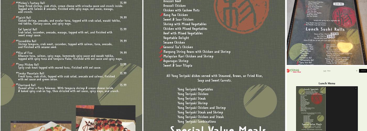 Yong Asian House Menu