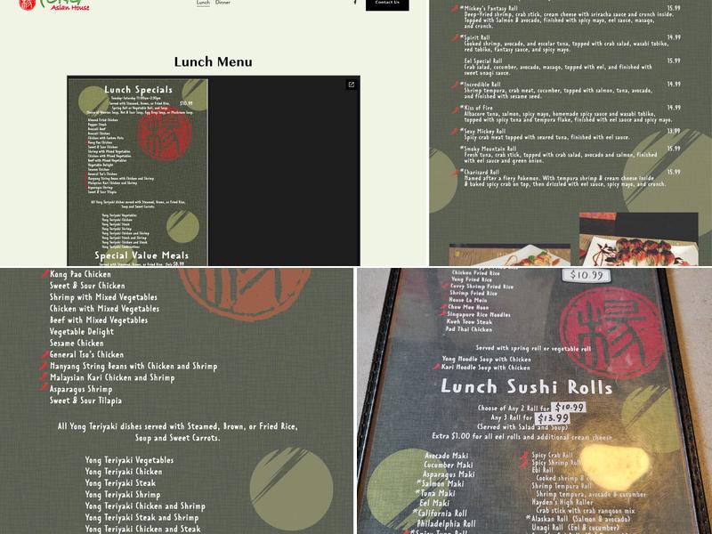 Yong Asian House Menu