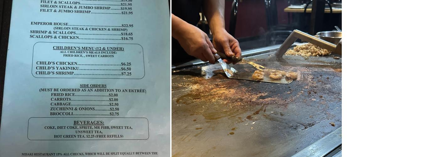 Misaki Japanese Steakhouse Menu