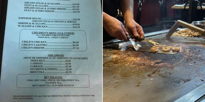 Misaki Japanese Steakhouse Menu