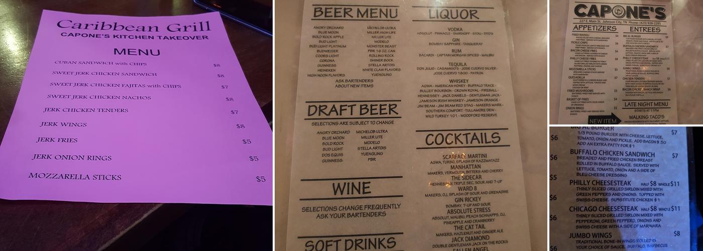 Capone's Menu