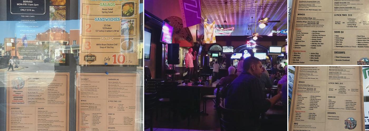Stateline Bar & Grille Menu