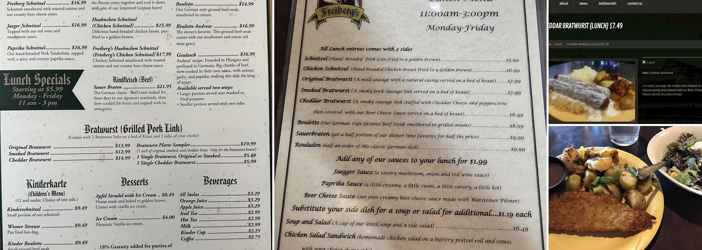 Freiberg's Menu