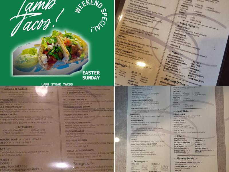 Wellington's Restaurant Menu
