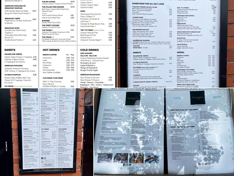 Square One Oswestry Menu