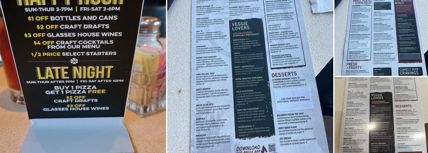 Brixx Wood Fired Pizza + Craft Bar Menu