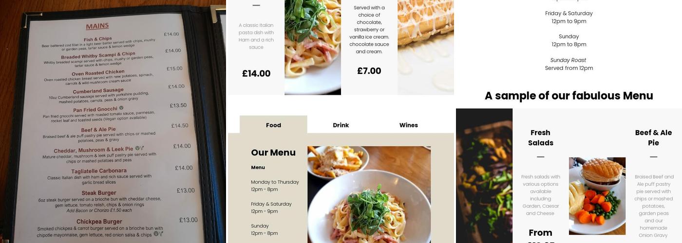 The Sportsman Inn Menu