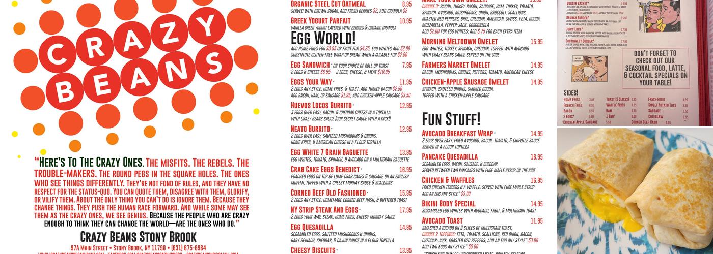 Crazy Beans Menu