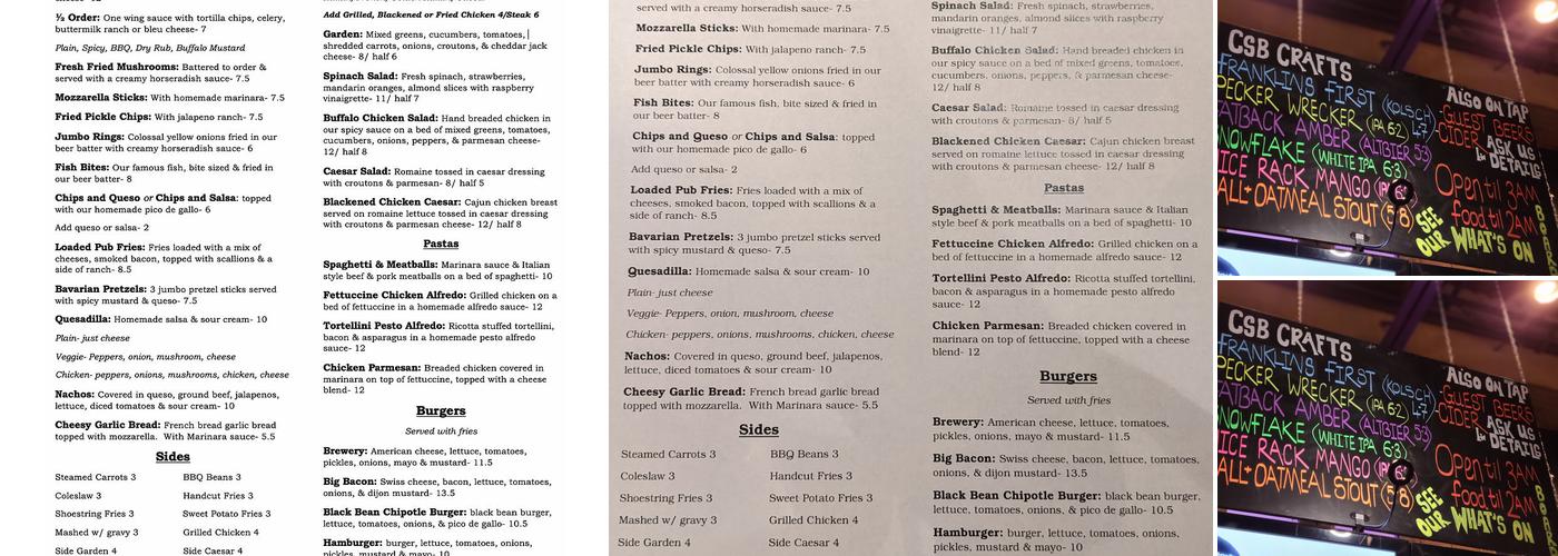 Cool Springs Brewery Menu