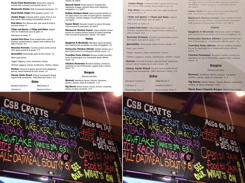 Cool Springs Brewery Menu