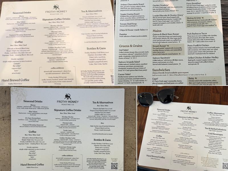 Frothy Monkey Menu