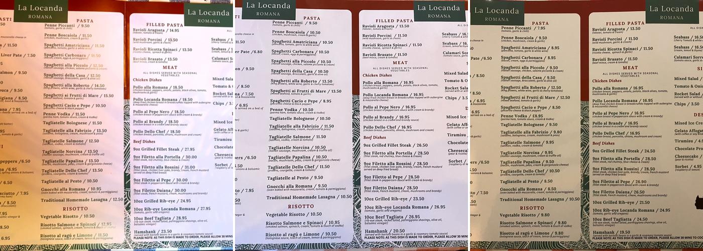 Locanda Romana Menu