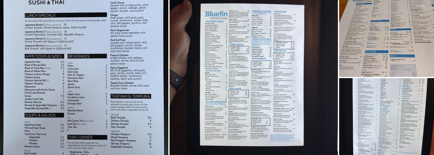 Bluefin Sushi & Thai Menu