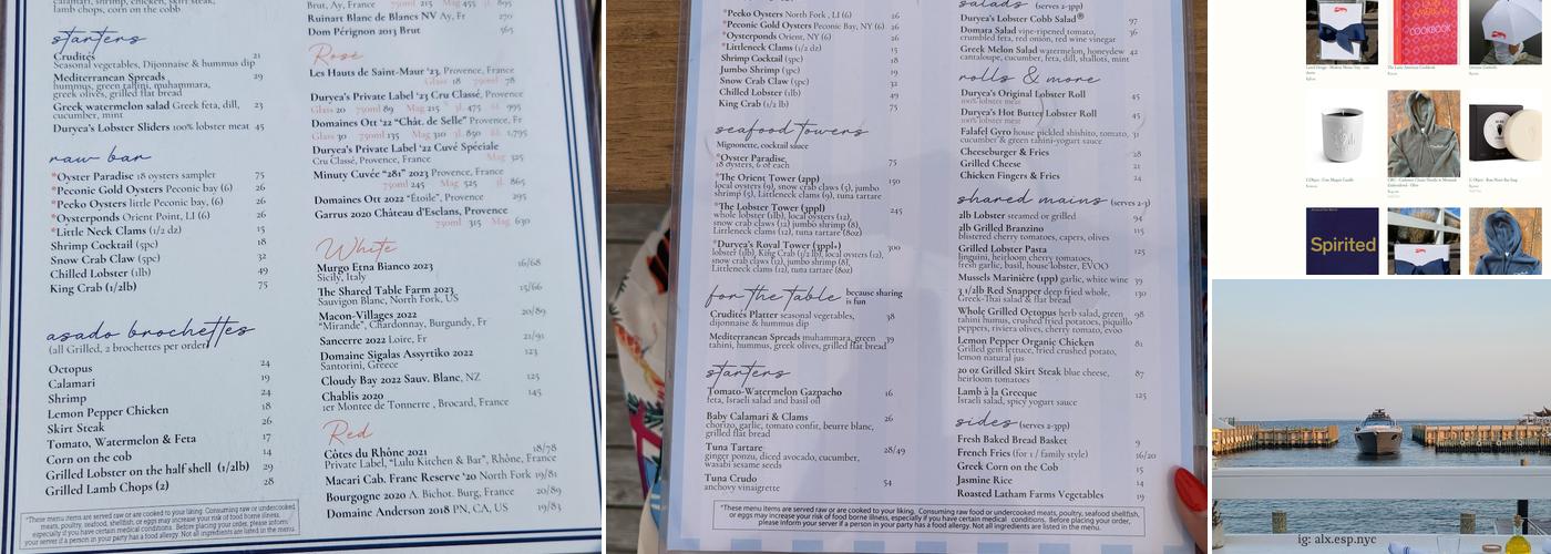 Duryea’s Orient Point Menu