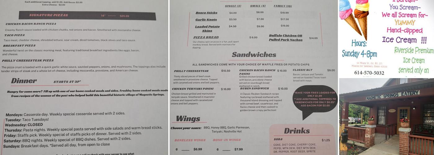 Magnetic Springs Eatery Menu