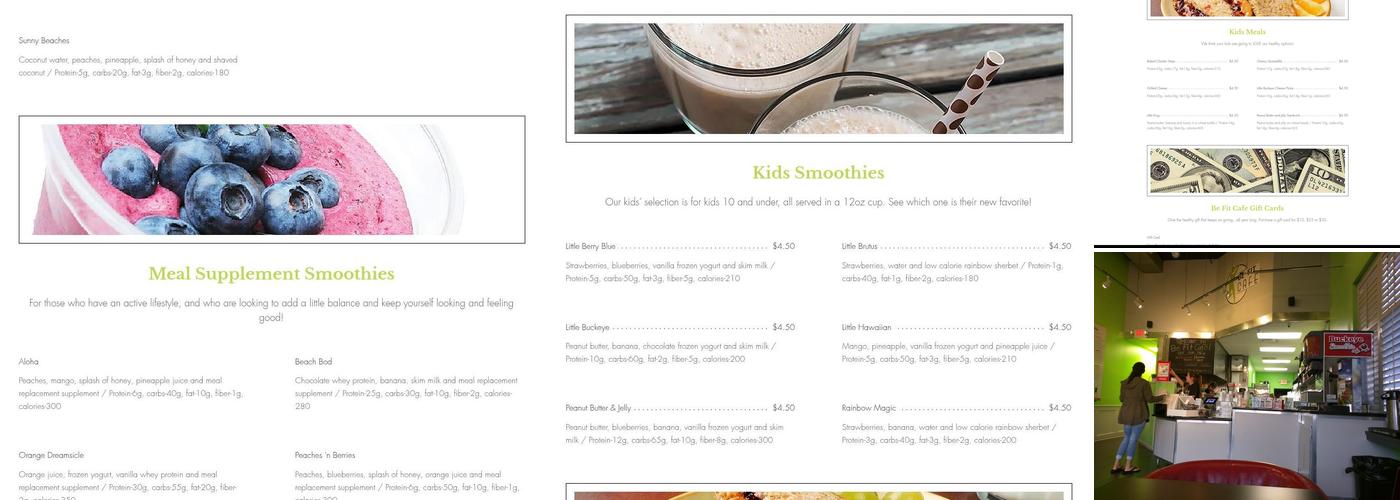Be Fit Cafe Menu