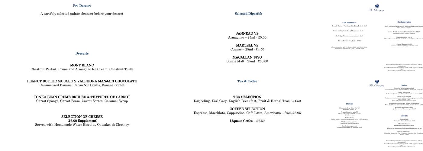 The Dungeon Restaurant Menu