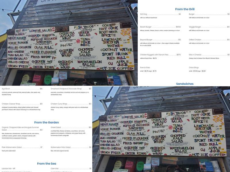 Beach Hut Menu