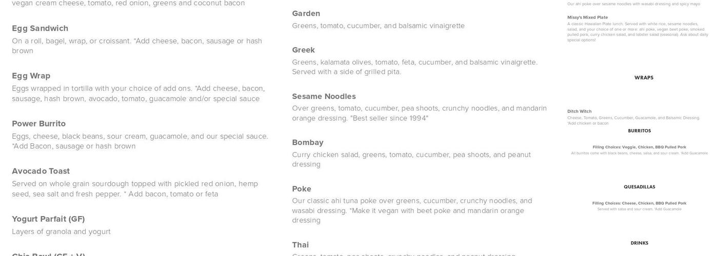 Ditch Witch Menu