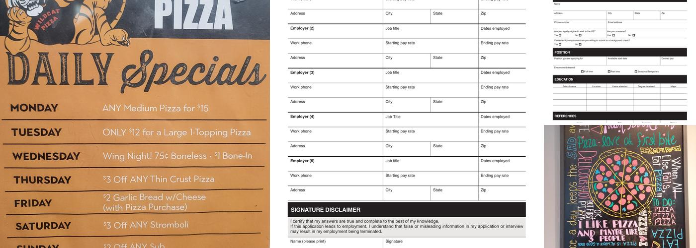 Wildcat Pizza Menu