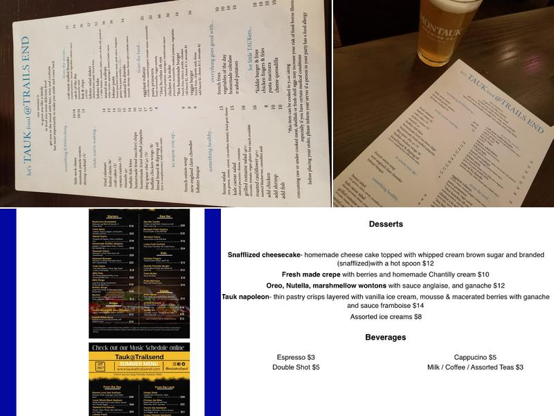 Tauk at Trail's End Menu