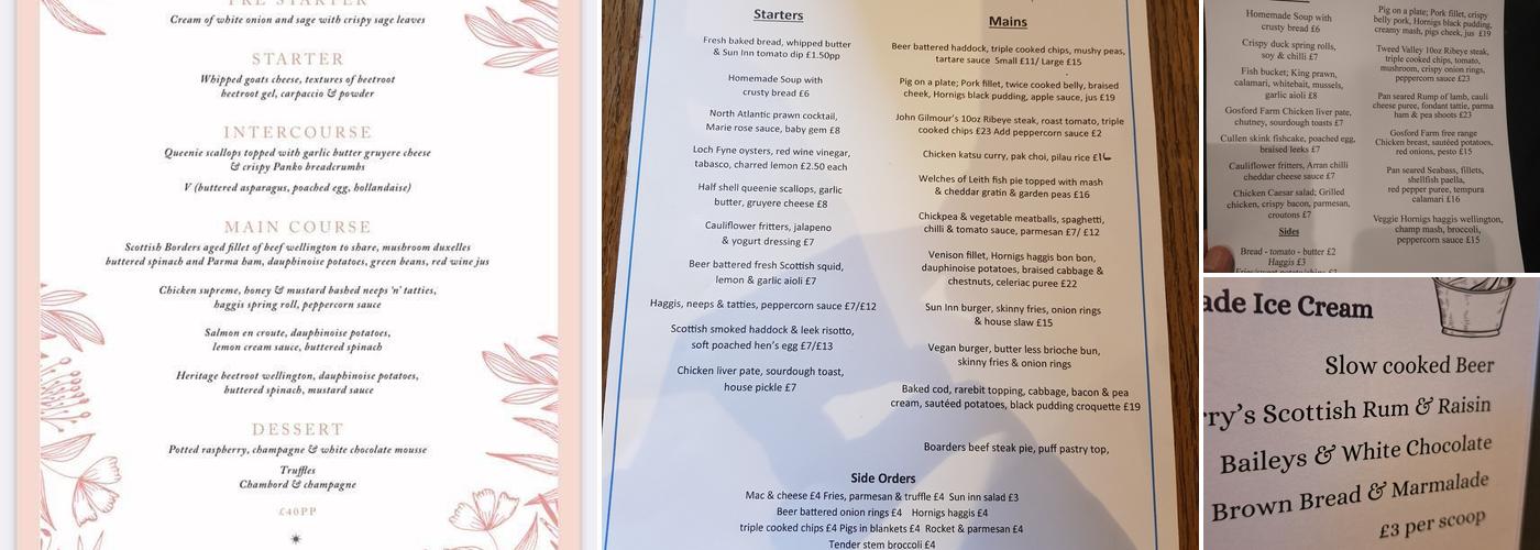 The Sun Inn Menu