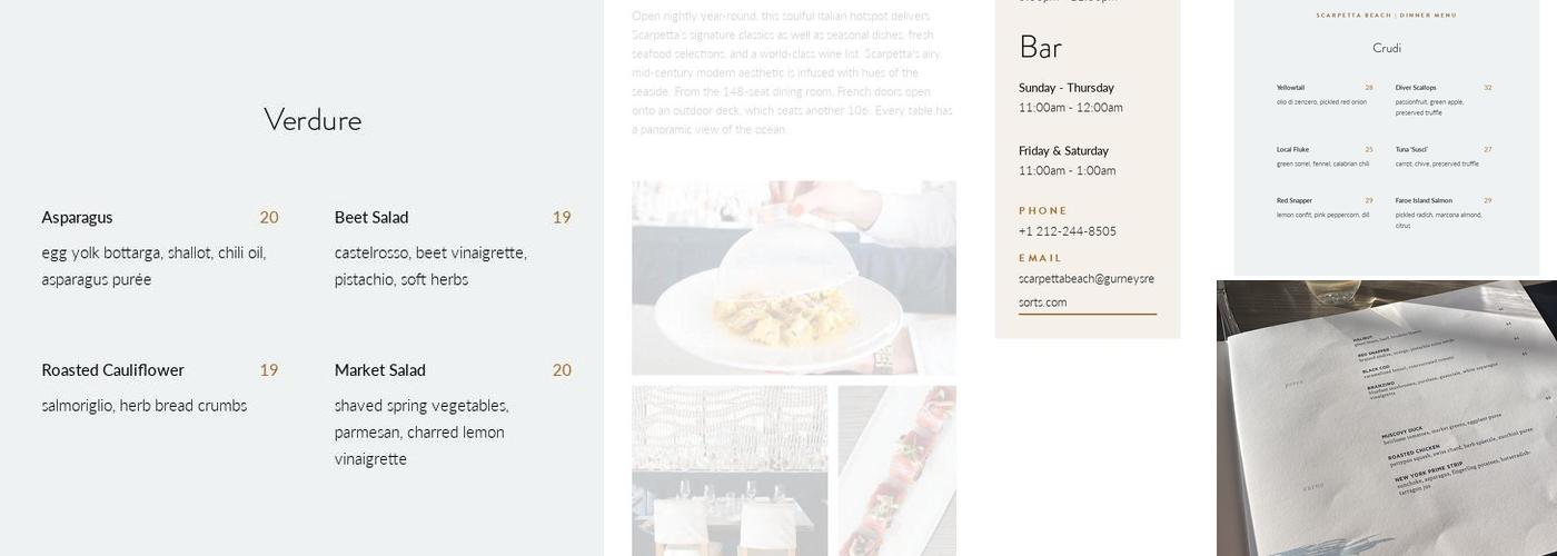 Scarpetta Beach Menu