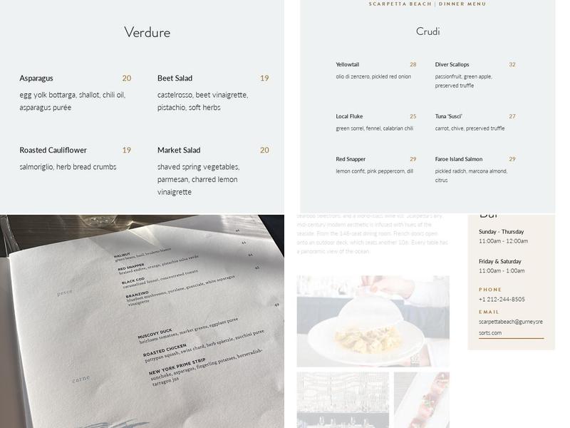 Scarpetta Beach Menu