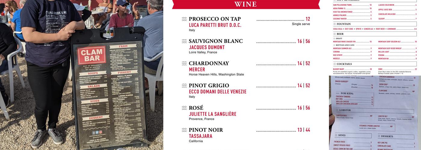 Clam Bar At Napeague Menu