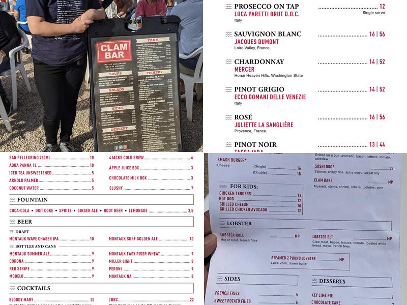 Clam Bar At Napeague Menu