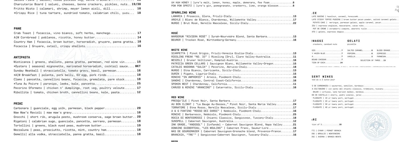 Andrew Michael Menu