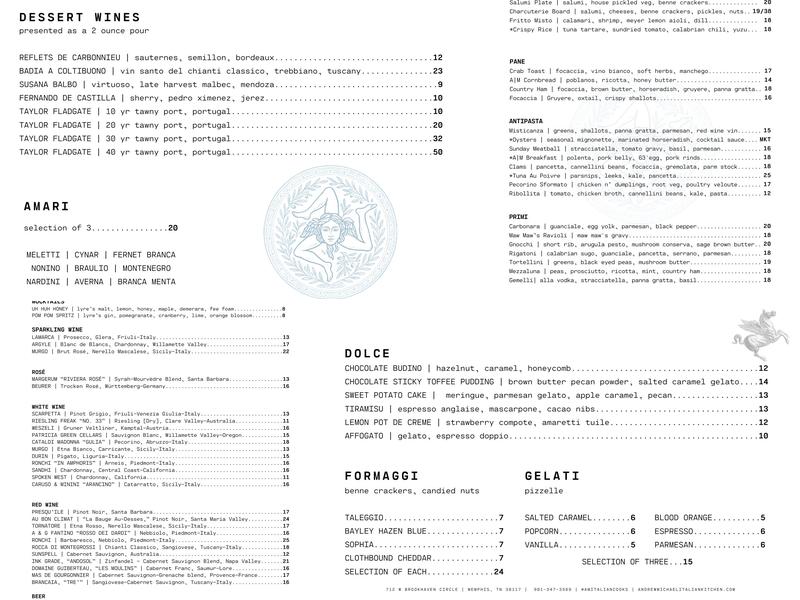 Andrew Michael Menu