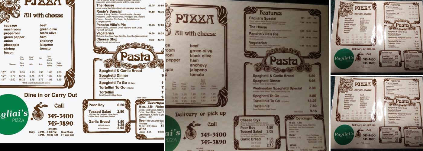 Pagliai's Pizza Menu