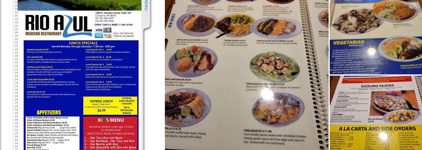 Rio Azul Mexican Restaurant Menu