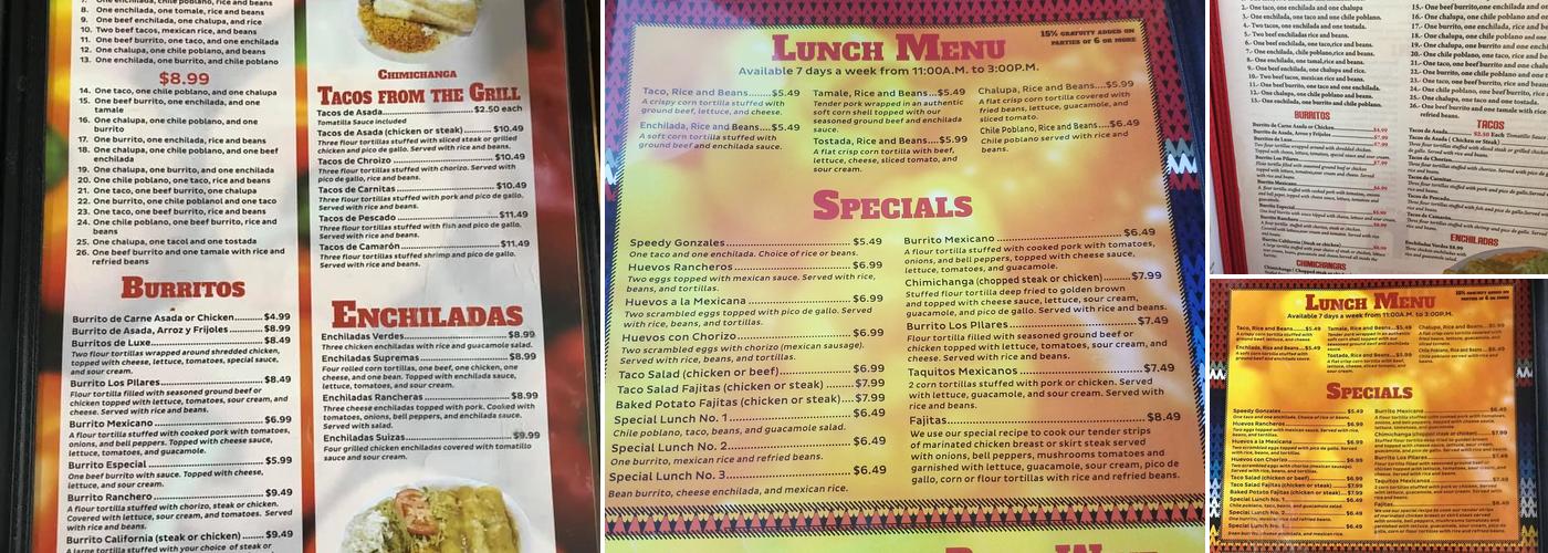 Los Pilares Mexican Restaurant Menu