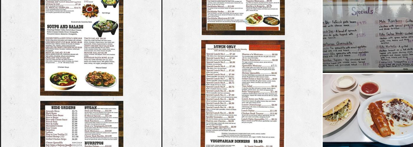 El Mezcal Mexican Menu