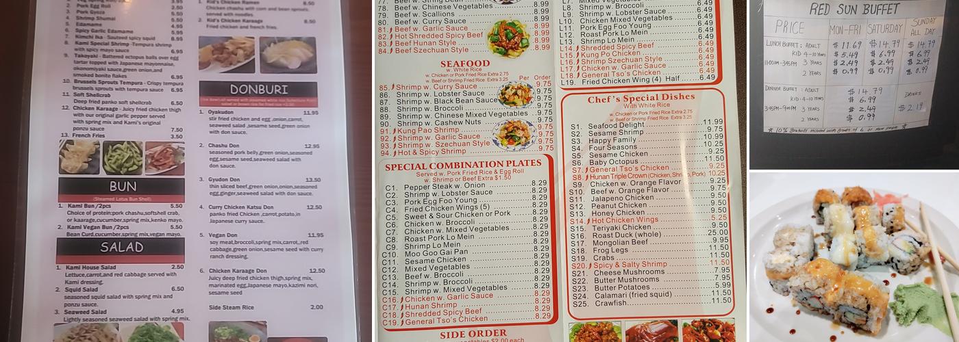 Red Sun Buffet Menu