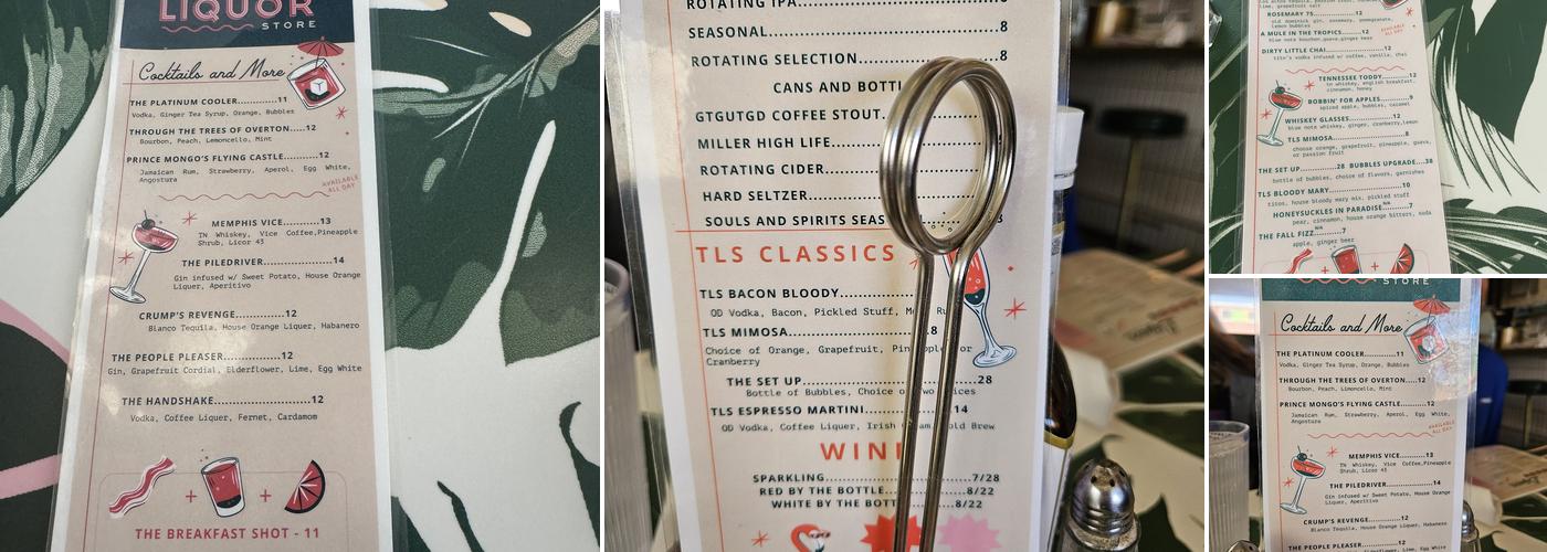 The Liquor Store Diner Menu