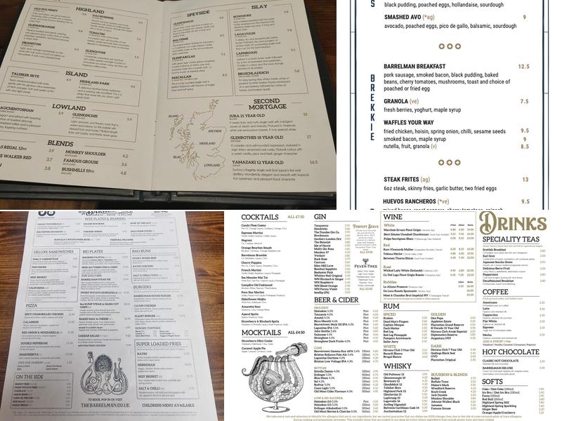 The Barrelman Menu