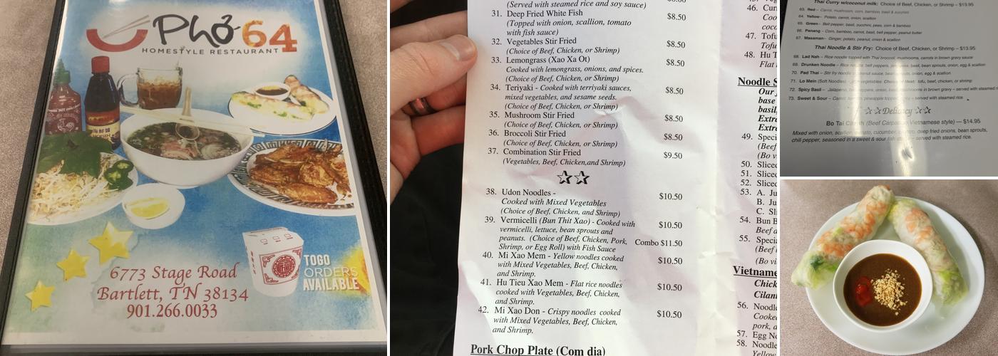 Pho 64 Menu