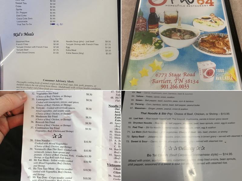 Pho 64 Menu