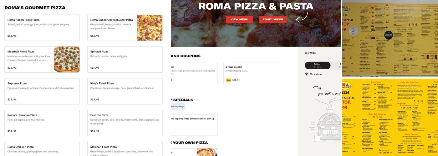 Roma Pizza & Pasta Menu