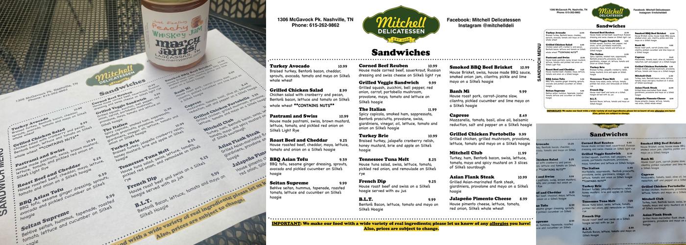 Mitchell Delicatessen Menu